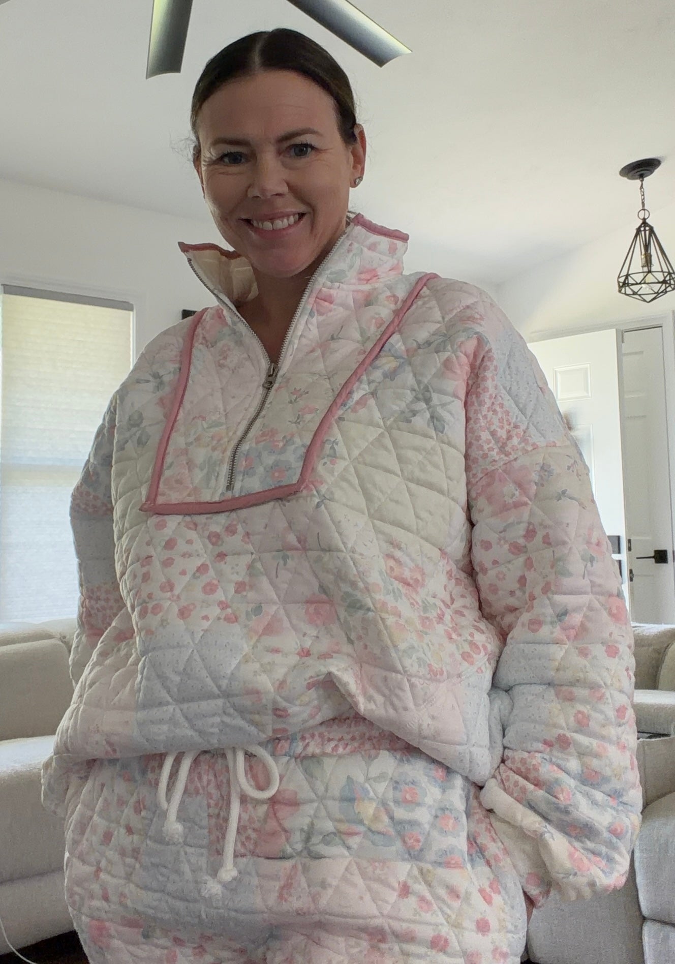 Blush Bloom Quilted Pullover