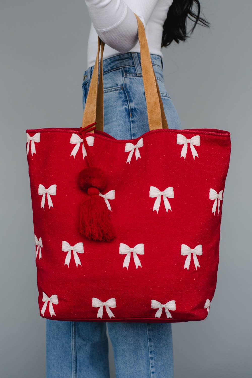 Red & White Bow Tote
