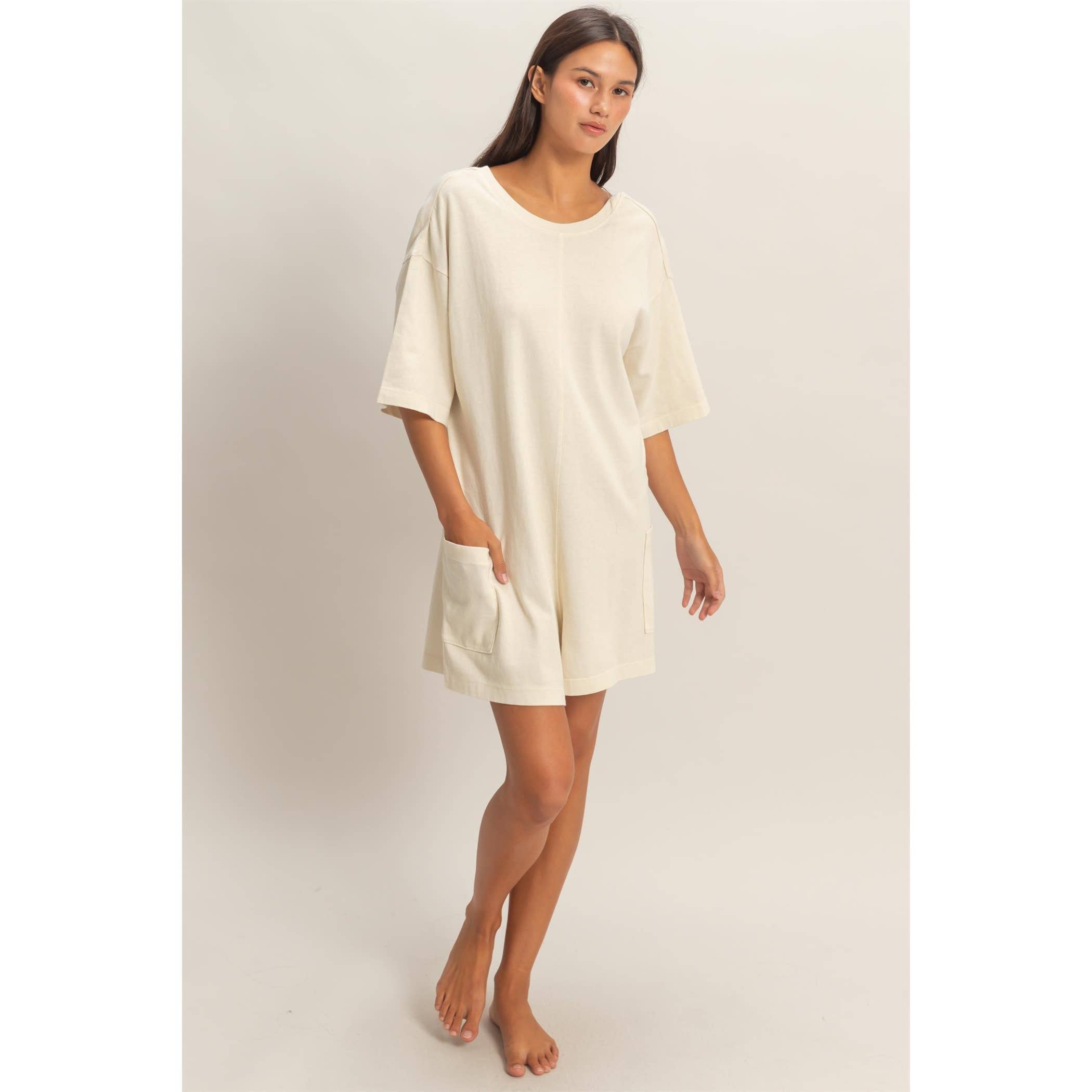 Mineral Washed V-Back Romper