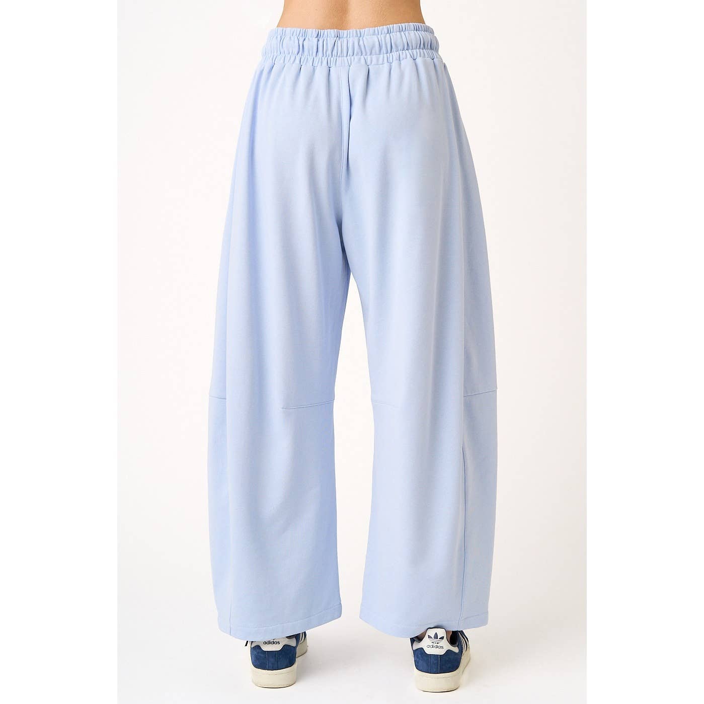 COTTON FRENCH TERRY PULL-ON BARREL LEG PANTS