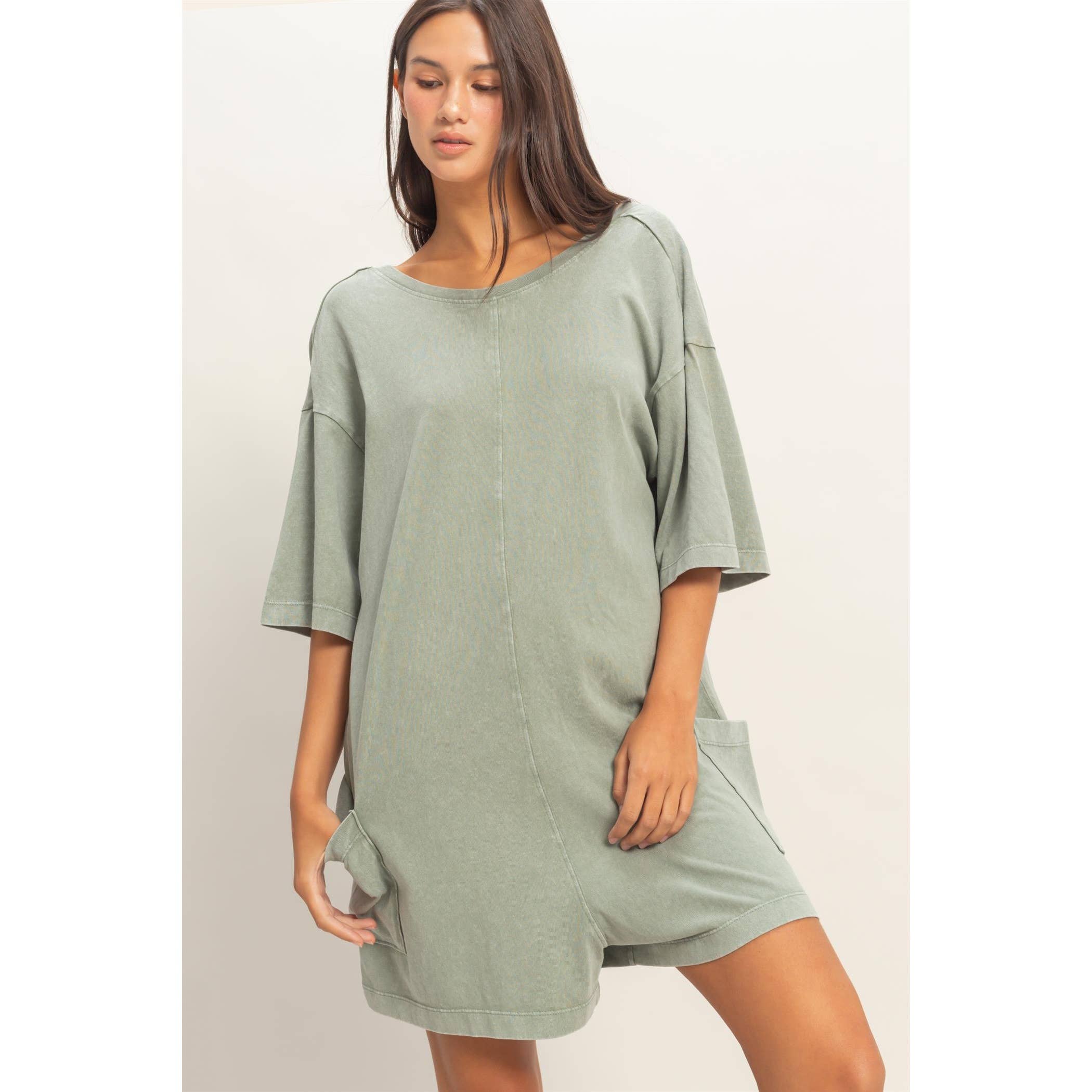 Mineral Washed V-Back Romper