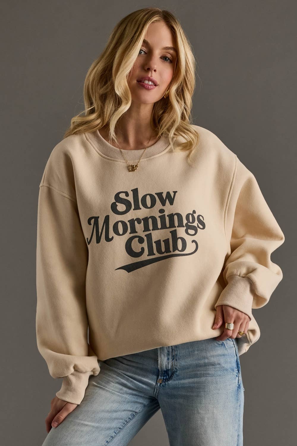 Tan Slow Mornings Club Sweatshirt