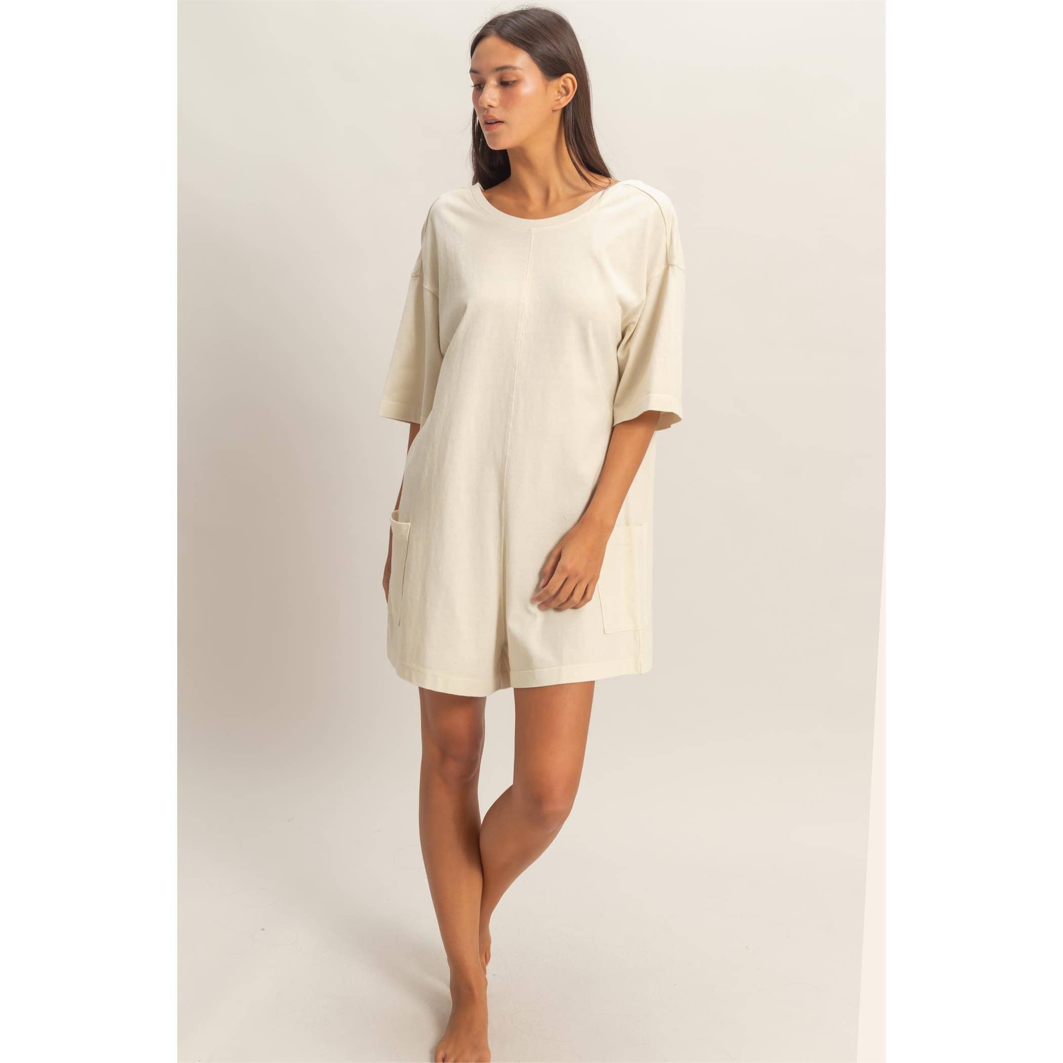 Mineral Washed V-Back Romper