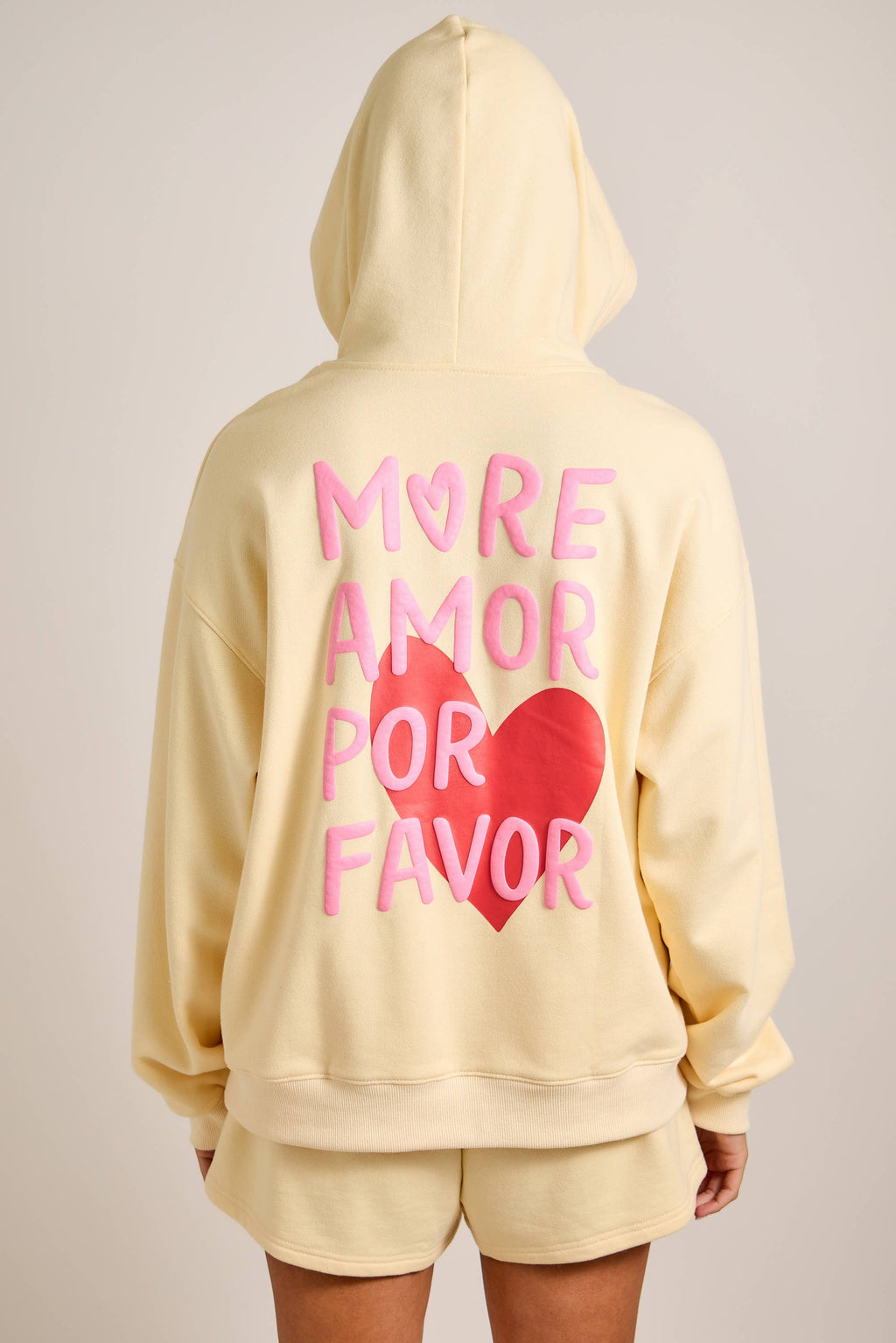 Butter Yellow Heart Hoodie & Shorts Lounge Set $86