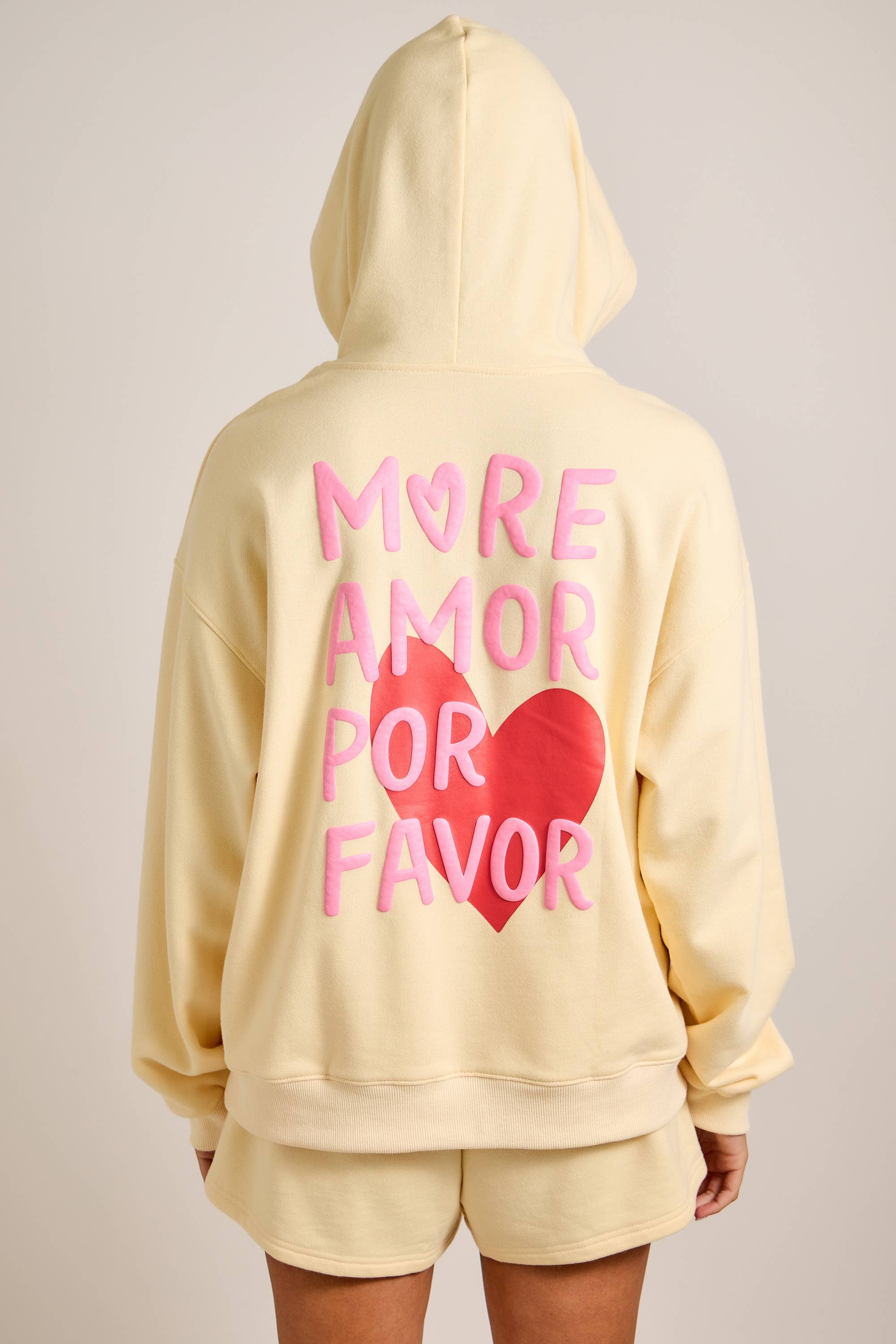 Butter Yellow Heart Hoodie & Shorts Lounge Set $86