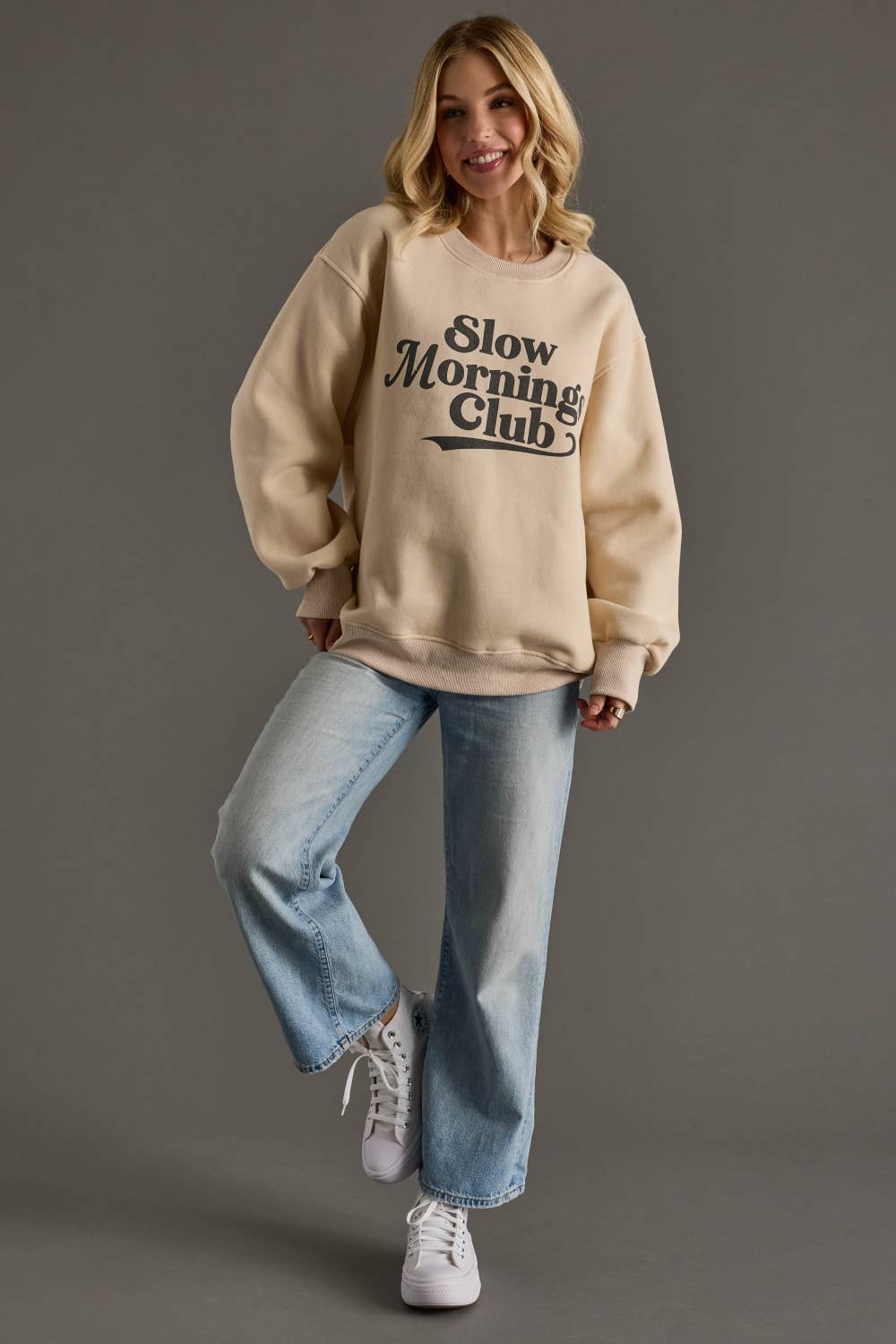 Tan Slow Mornings Club Sweatshirt