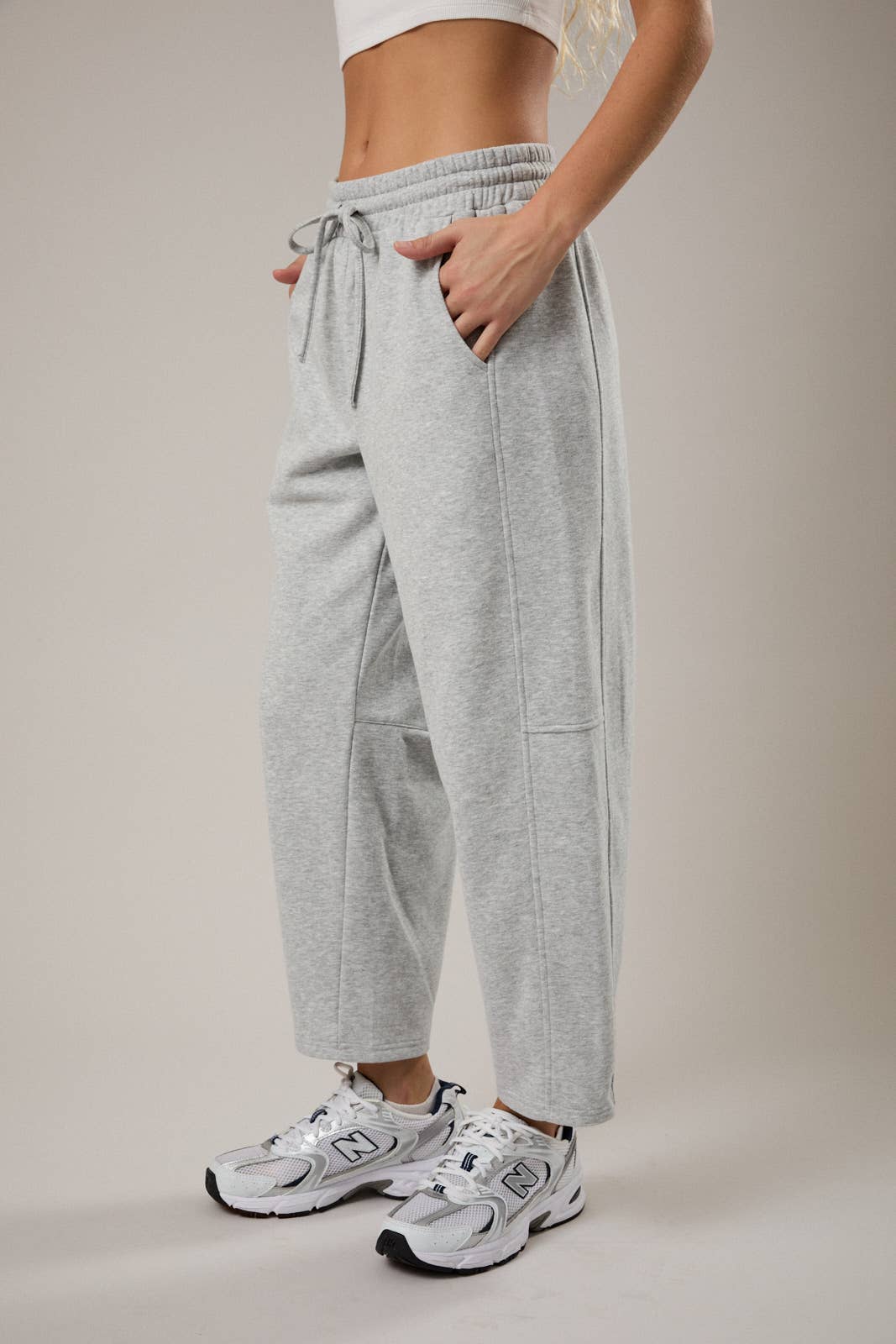 LOW WAIST BARREL SWEATPANTS $50