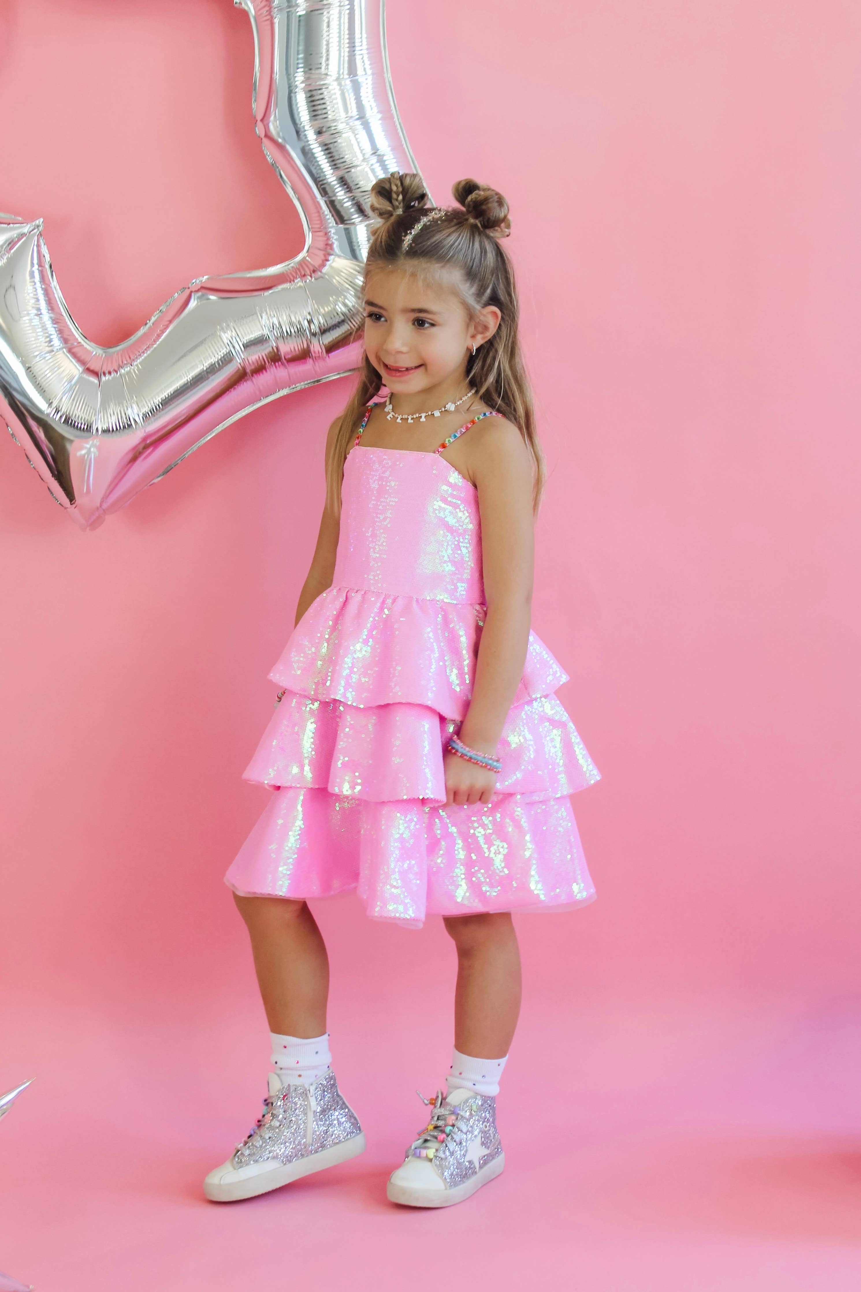 Pink Sequin Gem Dress $72