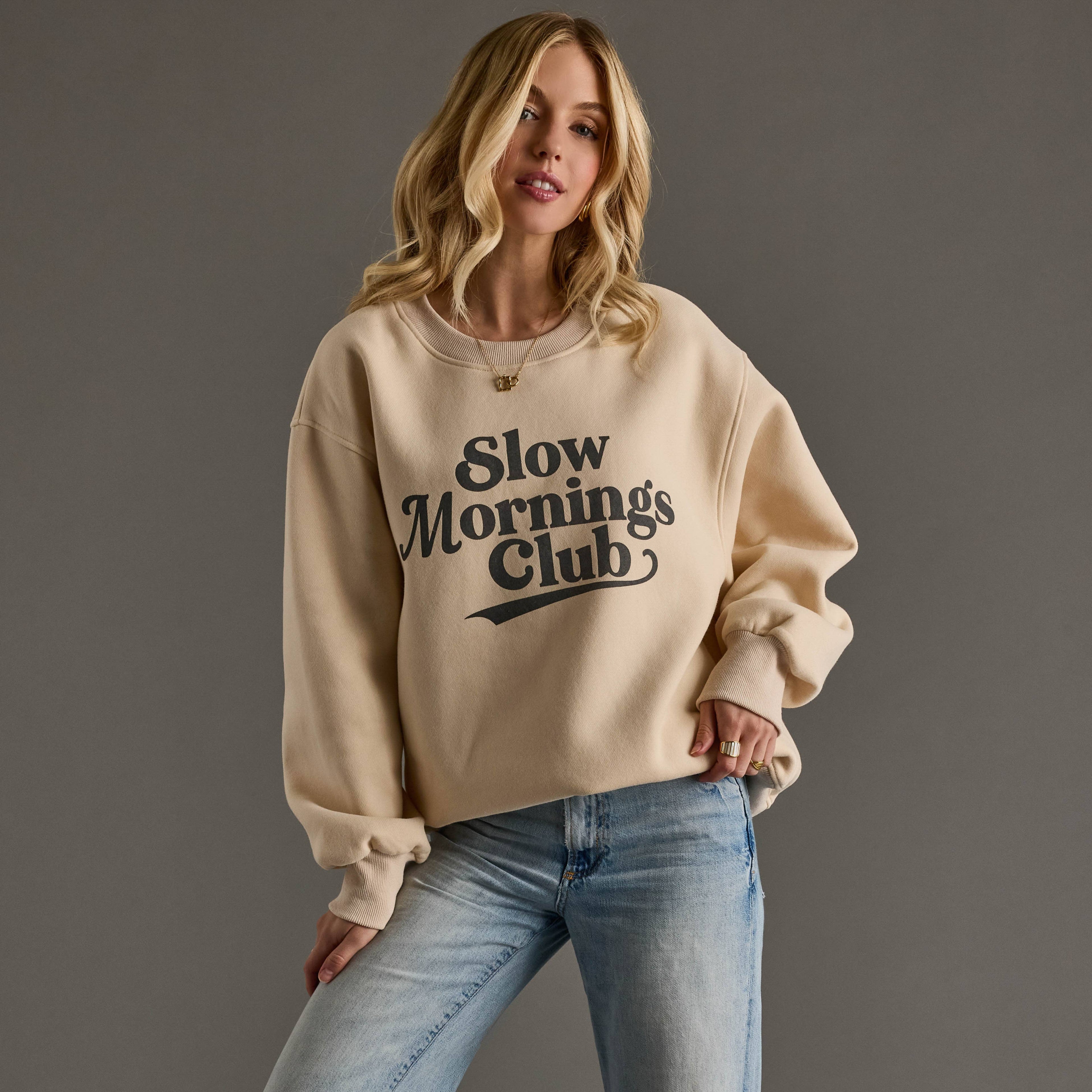 Tan Slow Mornings Club Sweatshirt