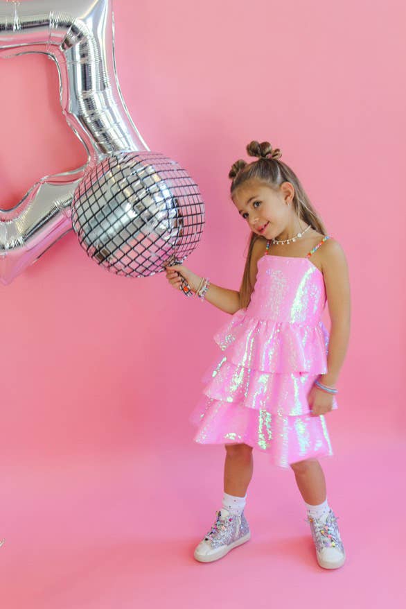 Pink Sequin Gem Dress $72
