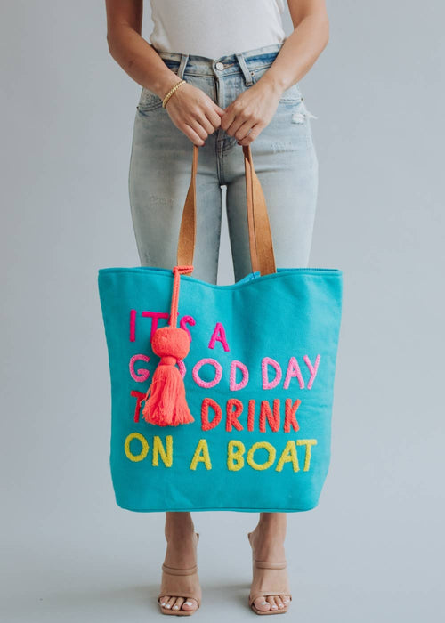 Blue Drink On A Boat Tote