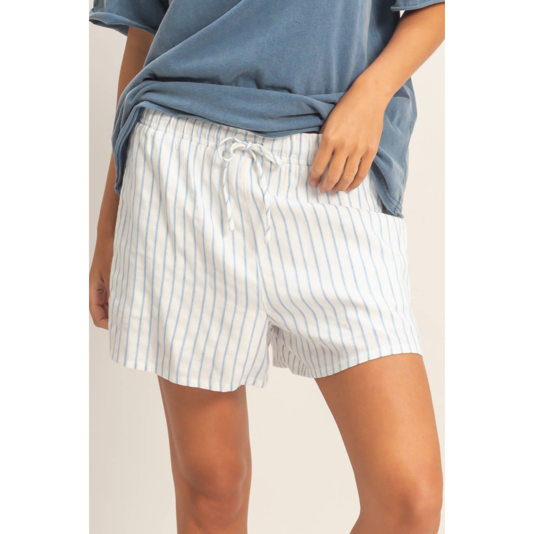 Striped Drawstring Shorts $28