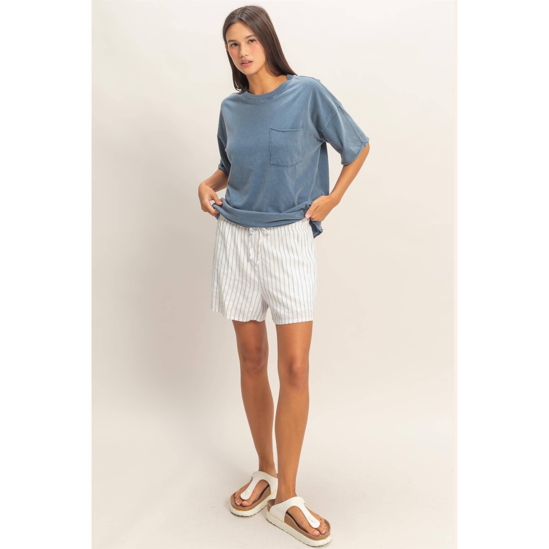 Striped Drawstring Shorts $28