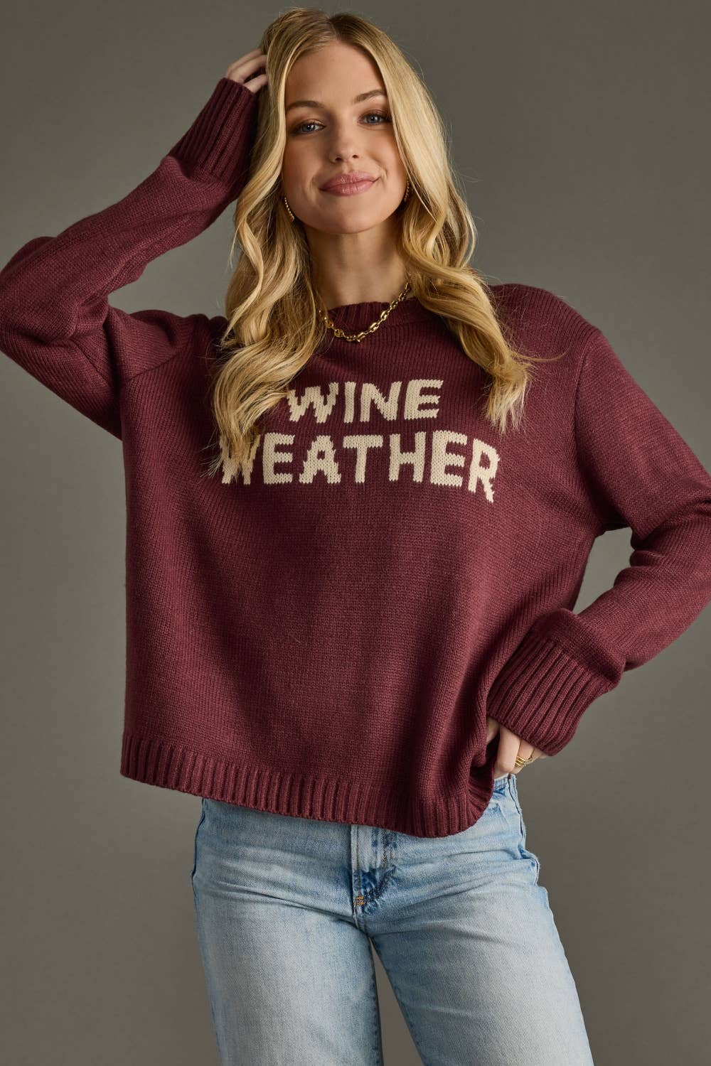 Wine Weather Sweater - $30