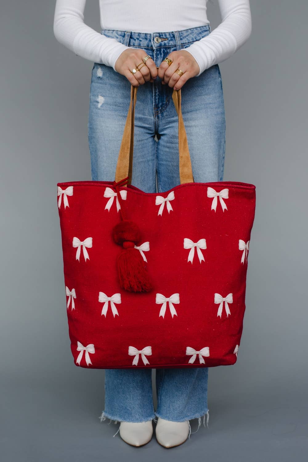 Red & White Bow Tote