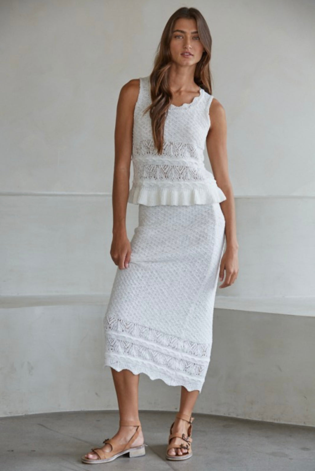 White Lace Dreams Midi Skirt