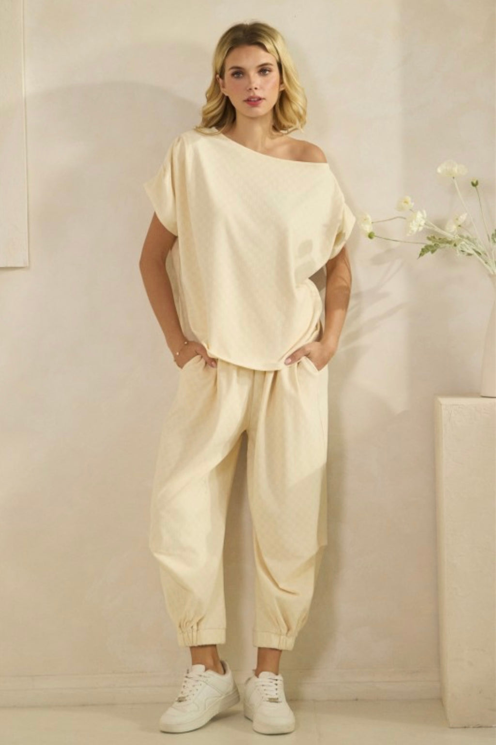 Modern Checkered French Terry Set