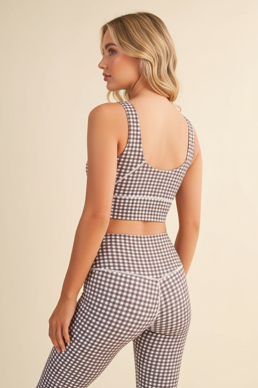 Girly Gingham Performance Crop Tank Top