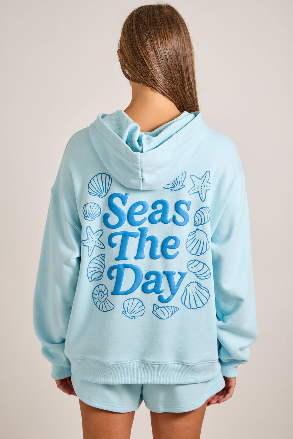 Seas The Day Light Blue Hoodie & Shorts Set $80