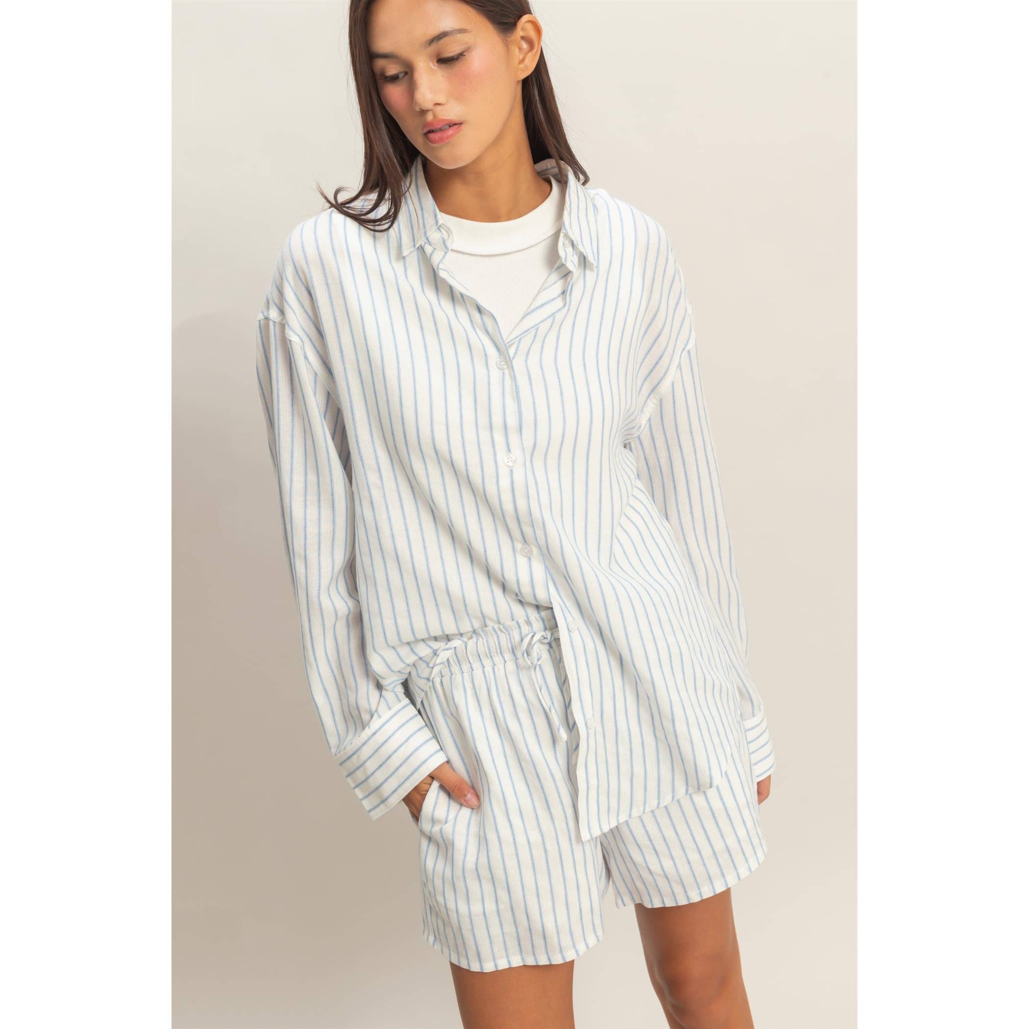 Striped Button-Up Shirt $32