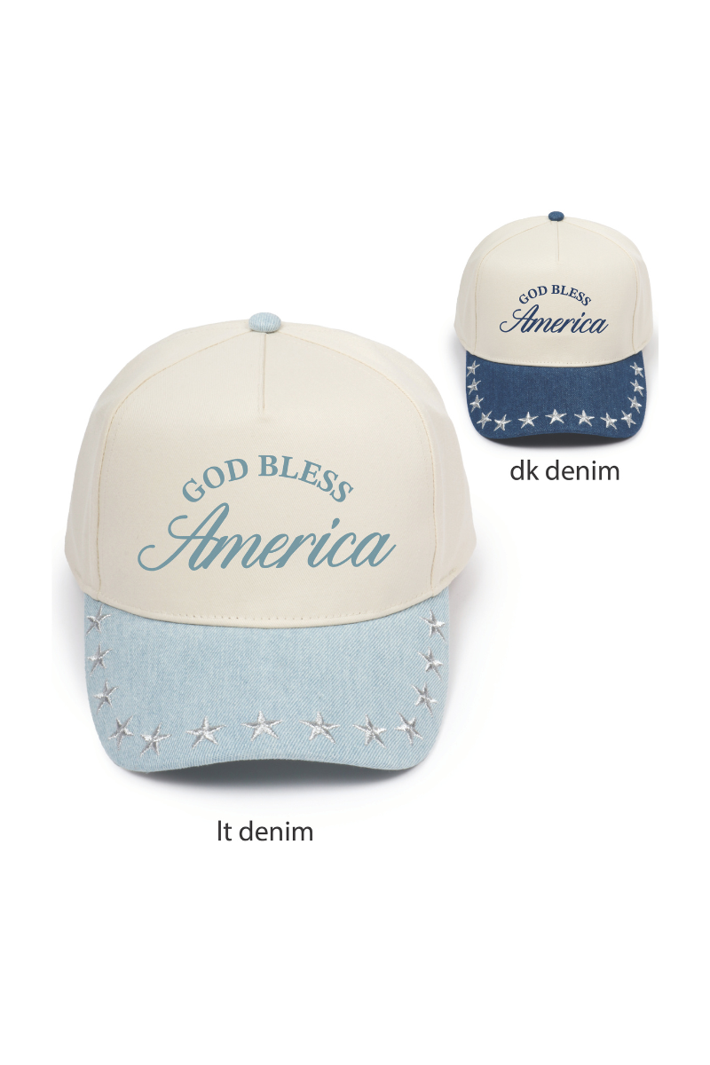 GOD BLESS AMERICA Embroidered Stars Brim
