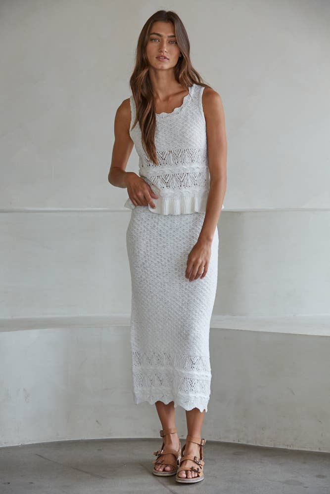 Lace Pointelle Peplum Tank