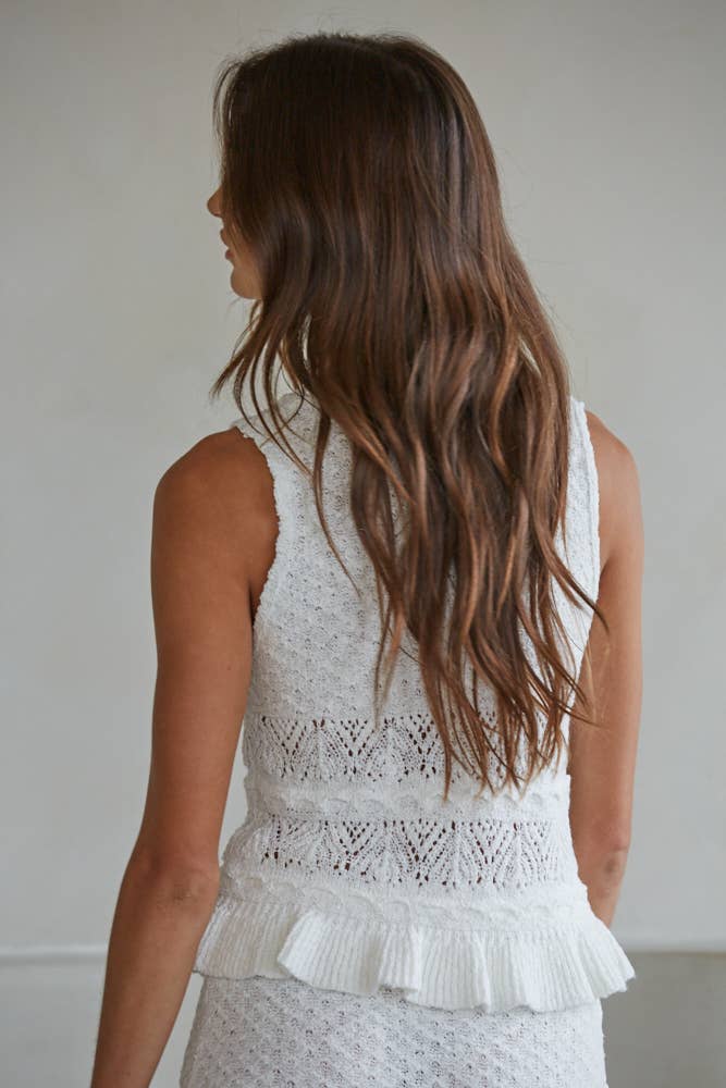 Lace Pointelle Peplum Tank