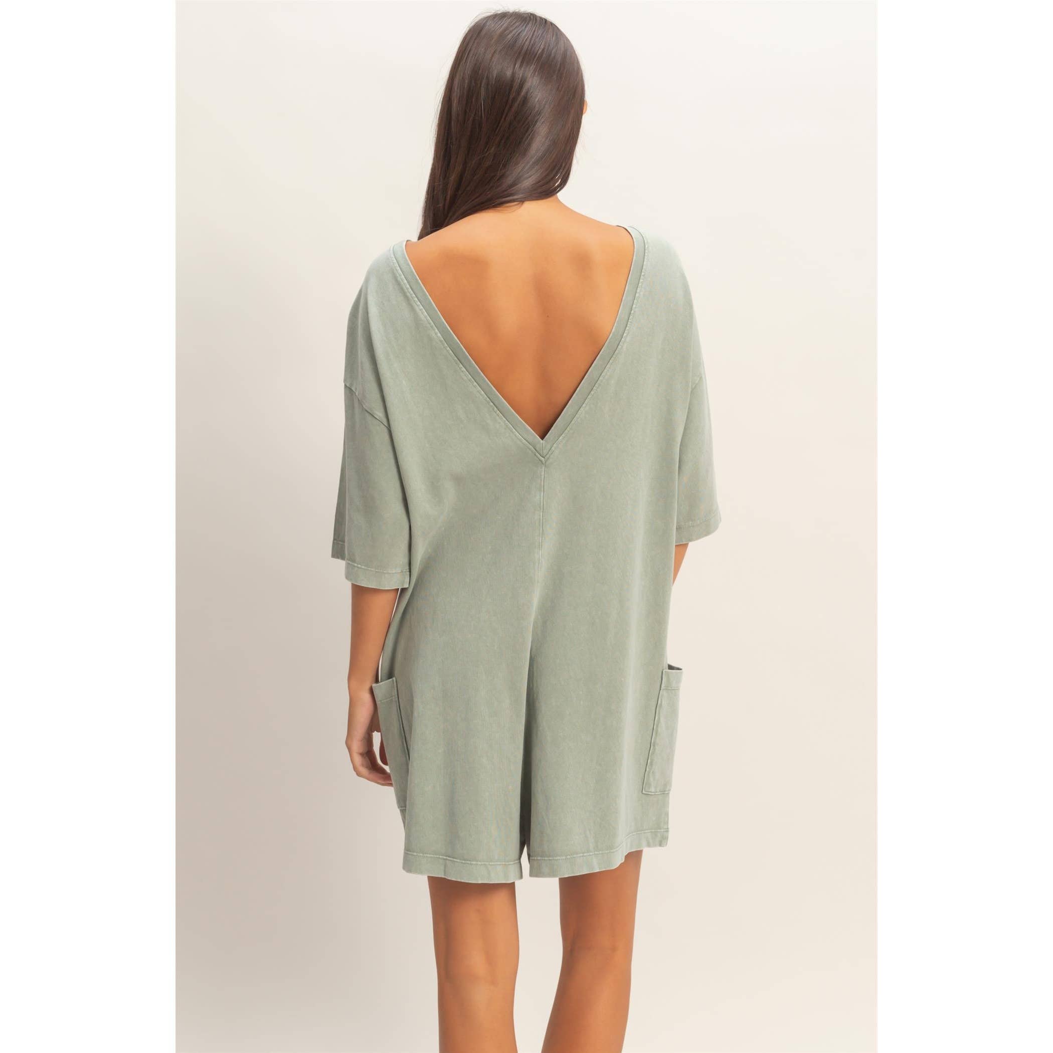 Mineral Washed V-Back Romper