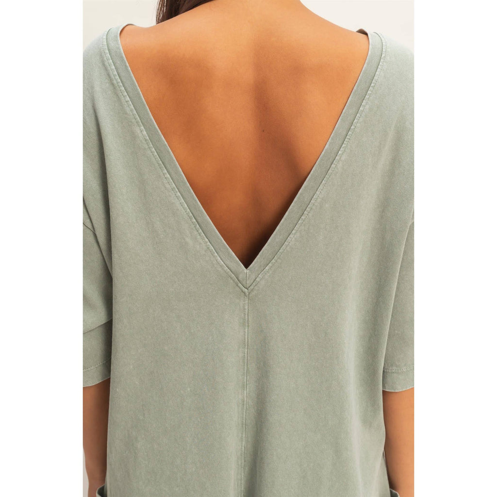 Mineral Washed V-Back Romper