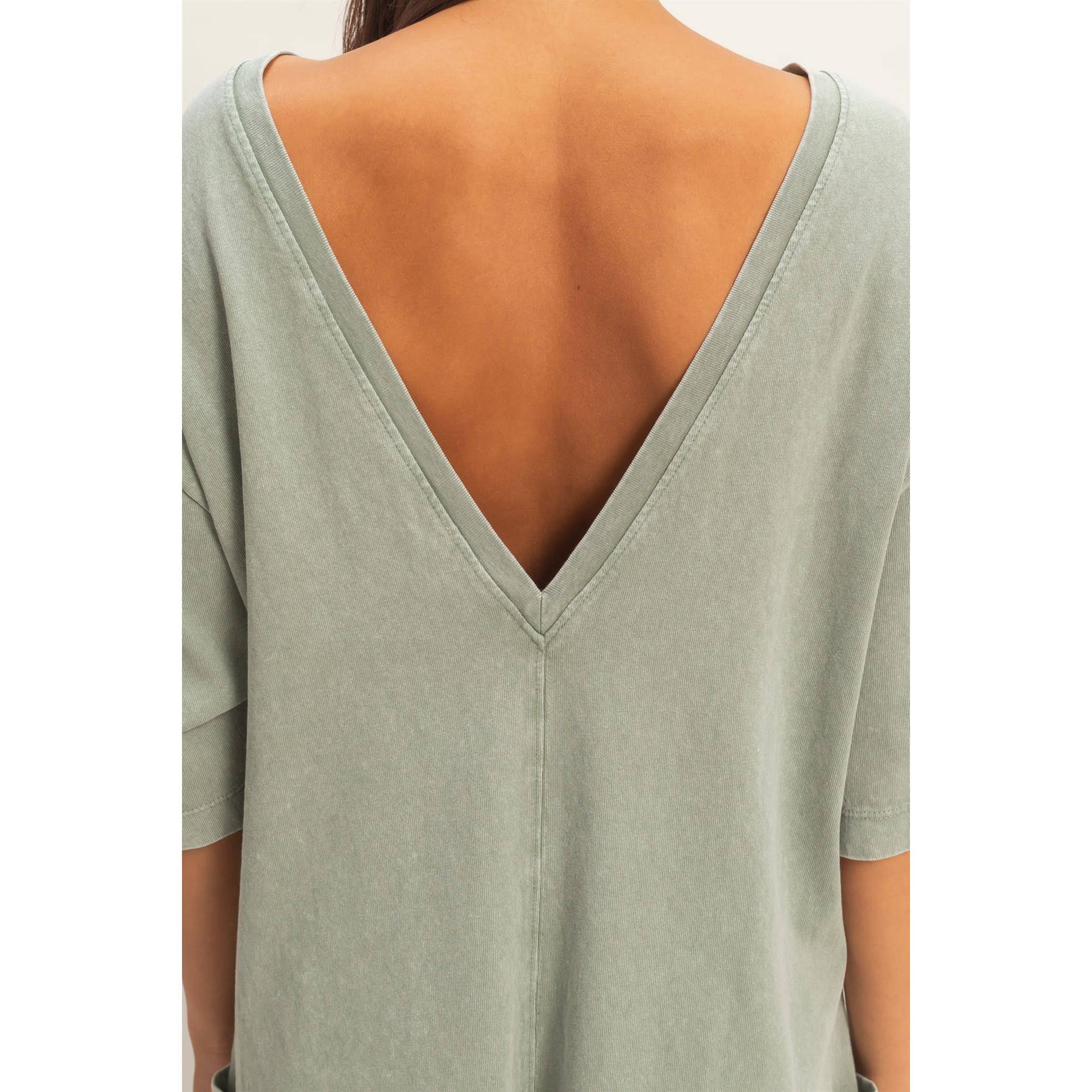 Mineral Washed V-Back Romper