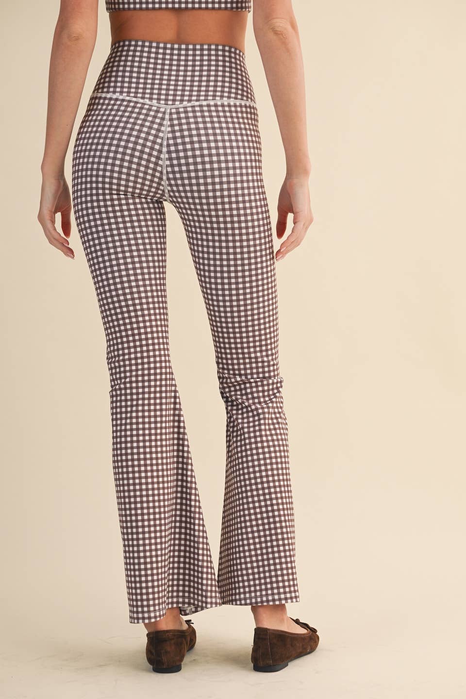 Girly Gingham High Waist Crossover Flare Legging